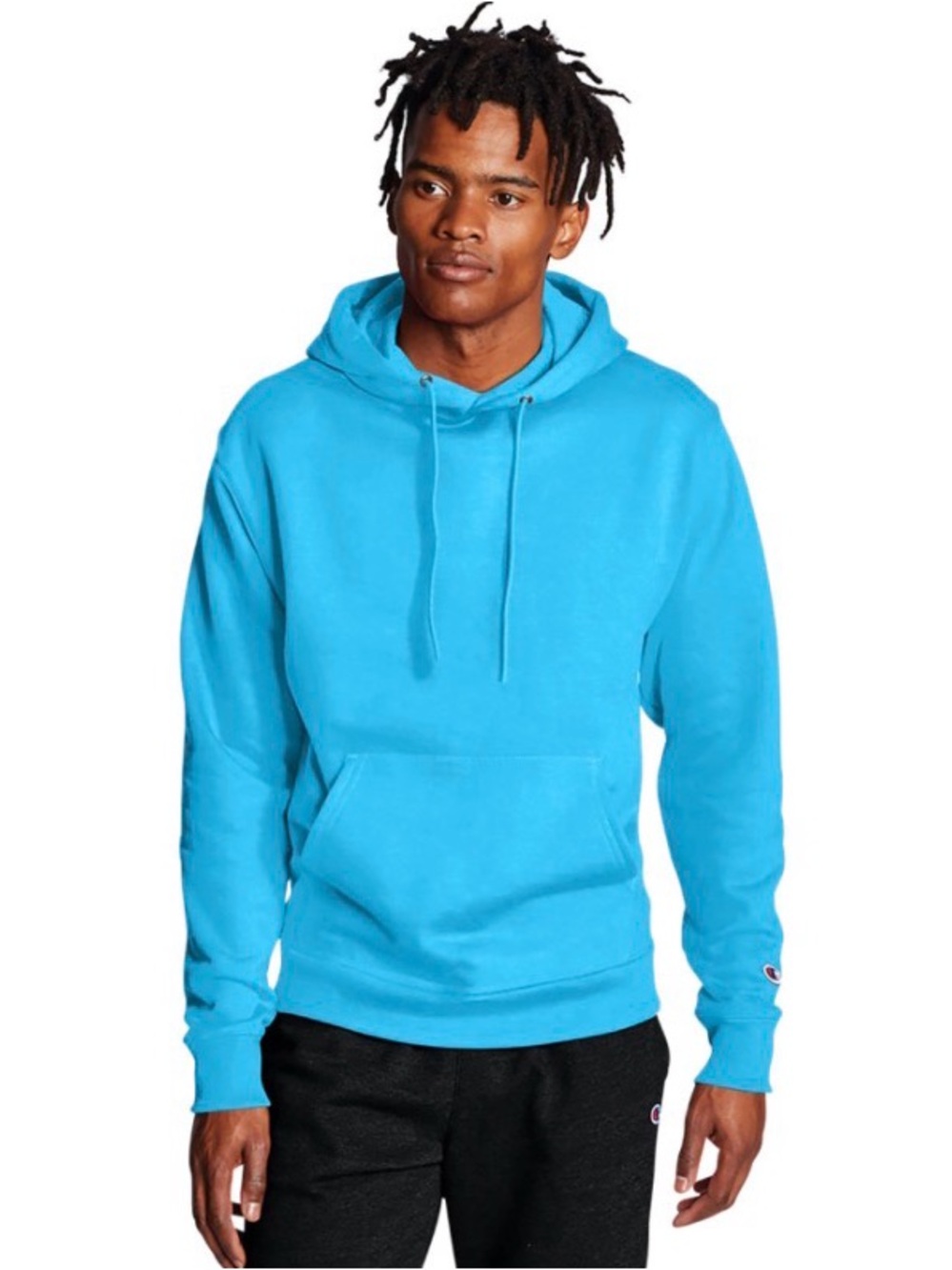 CHAMPION BRIGHT BLUE POWERBLEND HOODIE SWEATSHIRT